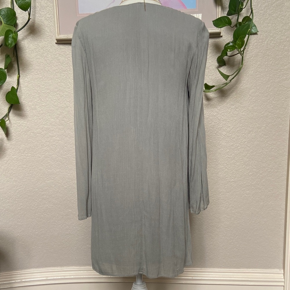 Embroidered Gray Women's Dress with bell sleeves. Jodifl, size S - Picture 3 of 15